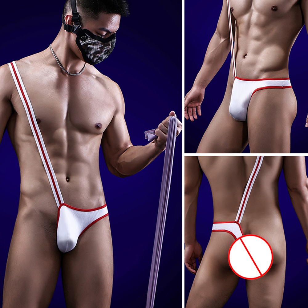 Single Sided Thong Men's Ice Silk Jumpsuit Underpants with Enhanced Style - Picture 25 of 29