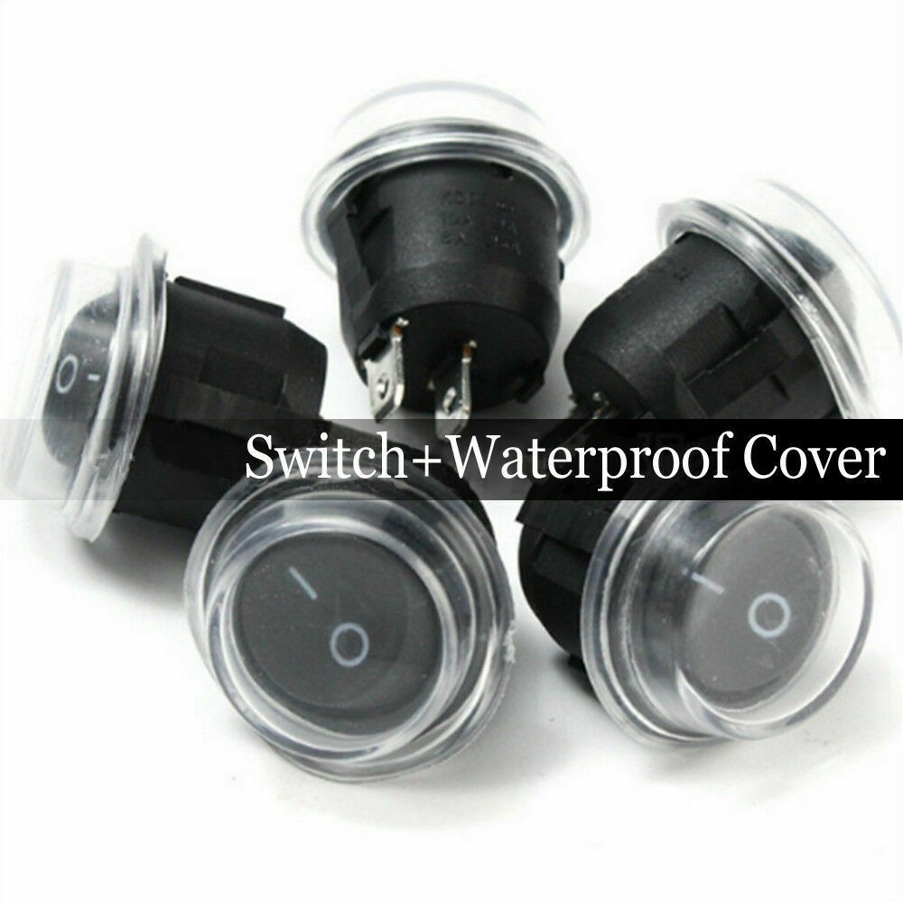 Wasserdichte Abdeckung enthalten 5er Pack Auto 12 V Runde Wippe Boot Schalter Wasserdichte Abdeckung enthalten 5er Pack Auto 12 V Runde Wippe Boot Schalter