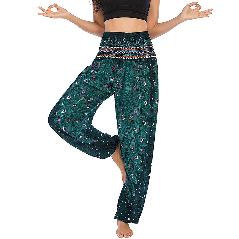 Womens Yoga Pants Printed Stretch Summer Floral Lightweight