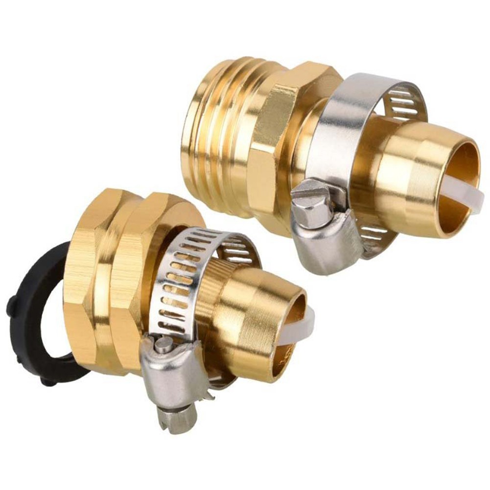 Dependable 34 Inch Brass Garden Hose Repair Kit Male Female Connectors - Picture 35 of 36