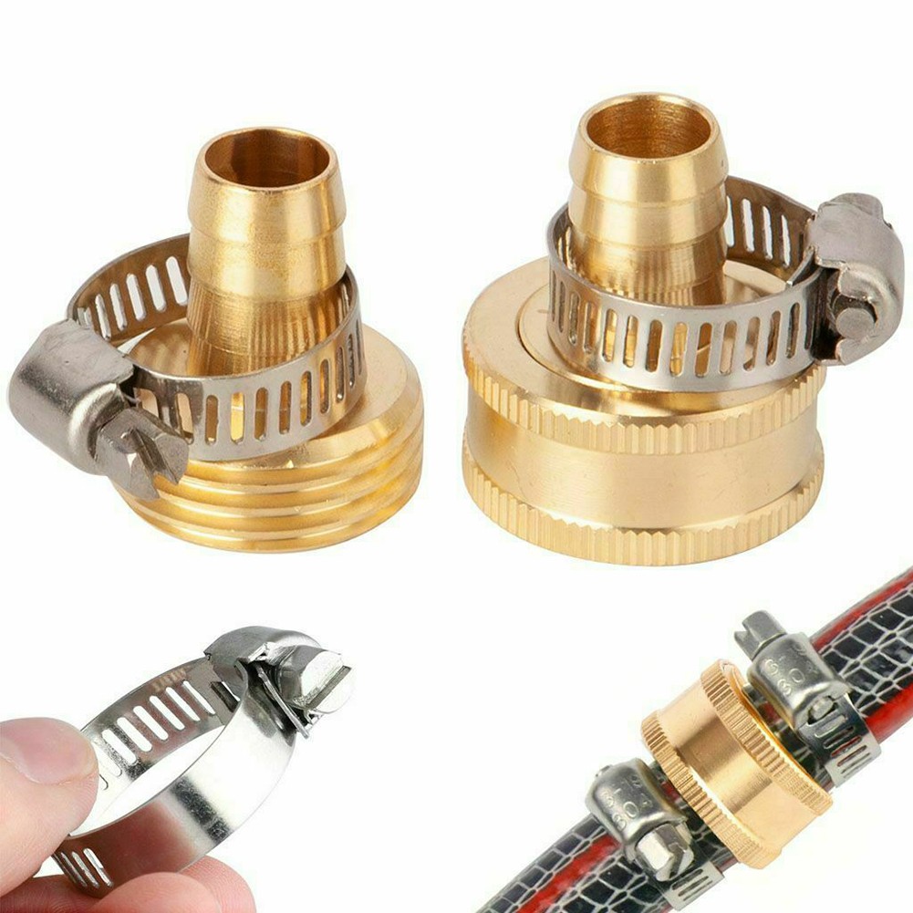 Dependable 34 Inch Brass Garden Hose Repair Kit Male Female Connectors - Picture 36 of 36