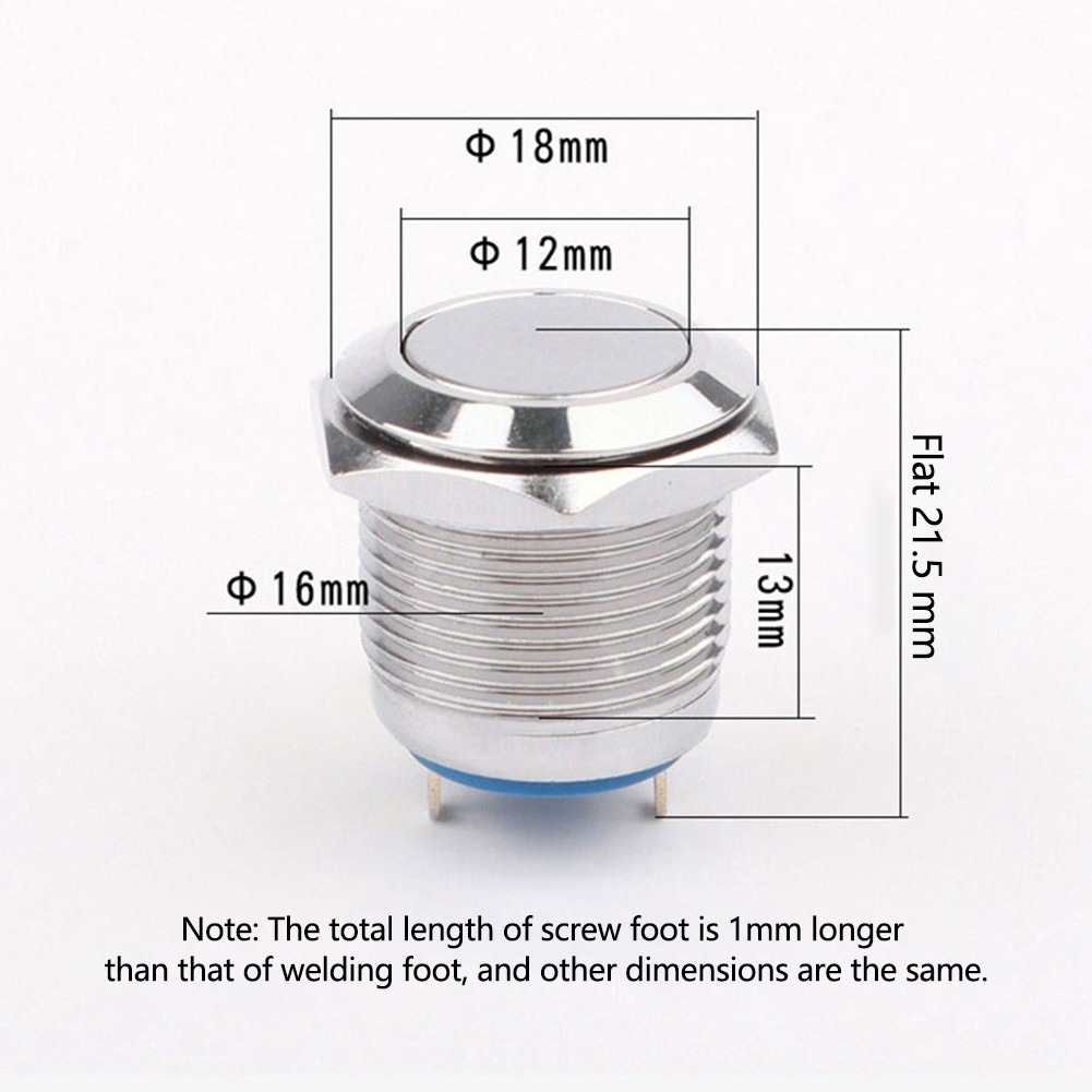 Practical Button Switch Push Button 12V 16mm 3~220V Brass Metal On Off