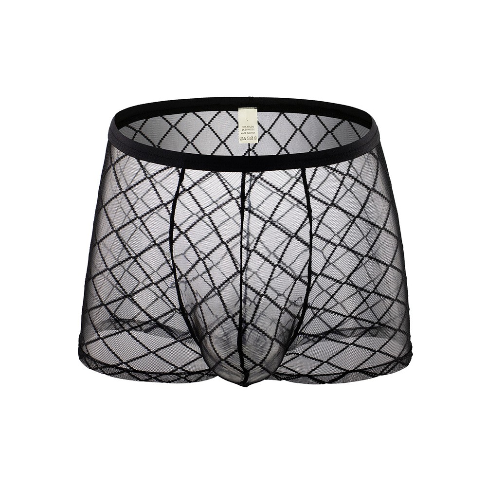 Sexy Mens See-Through Boxer Briefs Sheer Mesh Pouch Underwear Panties Lingerie - Picture 11 of 16