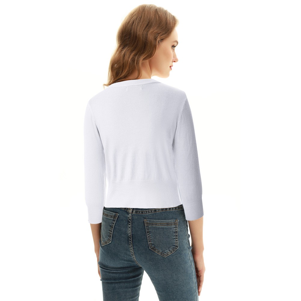 Three Quarter Sleeve Cardigan for Women featuring Comfortable Knit Design - Picture 23 of 76