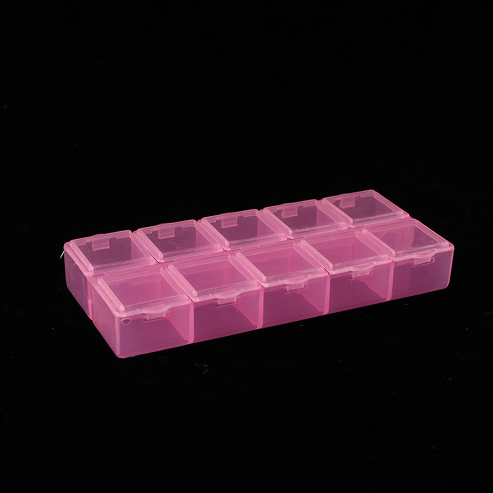 Dustproof Storage Box Compartment Rectangle Screw Transparent 10 Grids