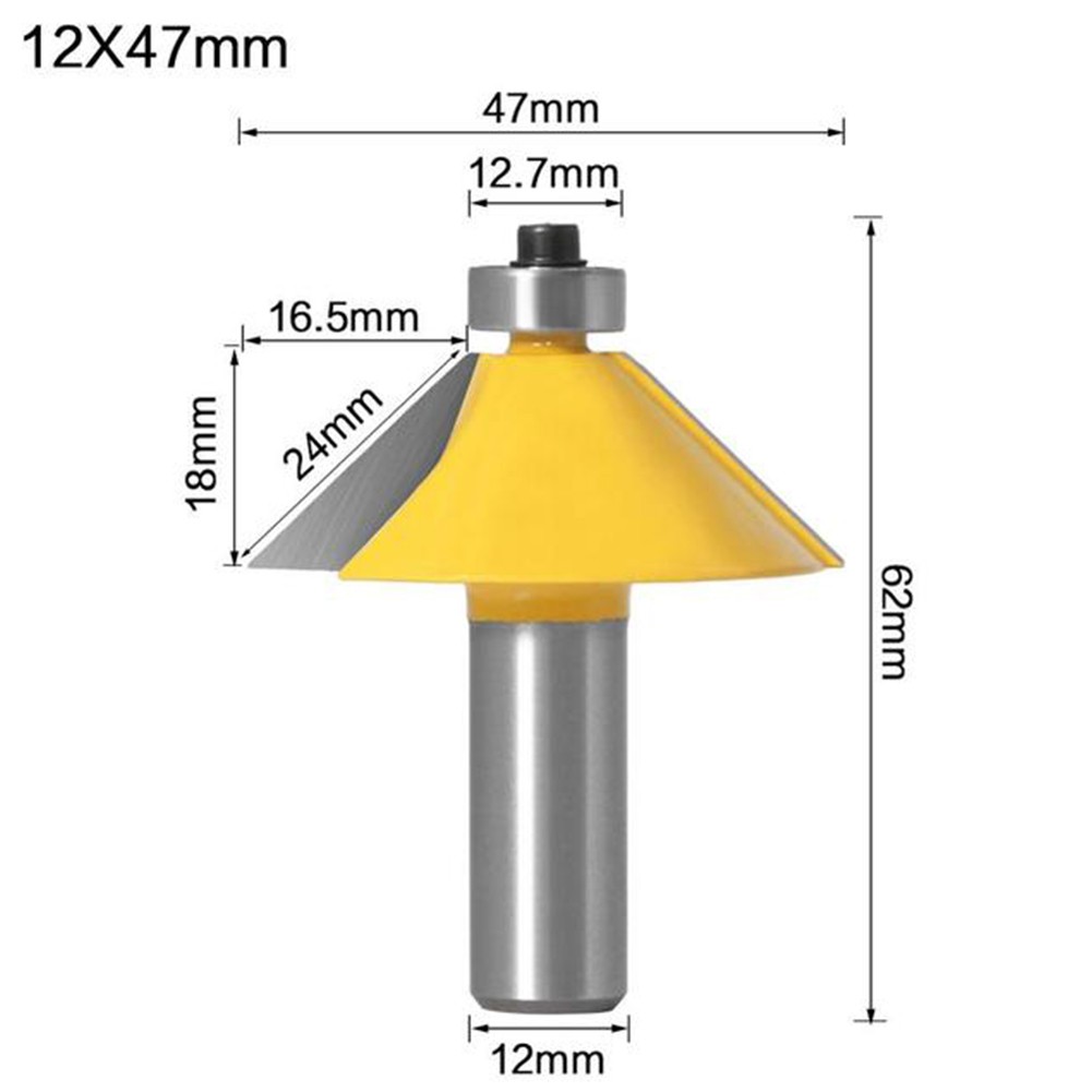 Chamfer Edging Router Bit 45 Degree Bevel Edging Chamfer Router Bit 12mm Shank - Picture 13 of 14