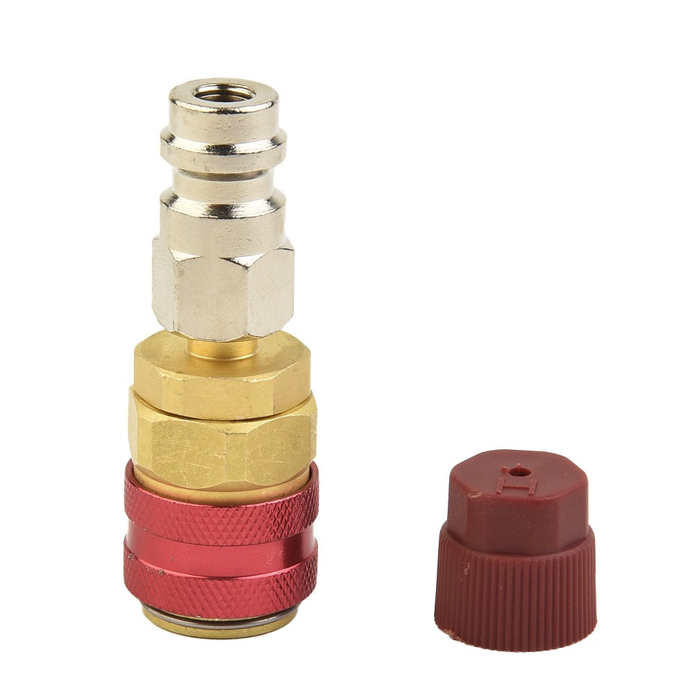 R134A Quick Coupler Adapters 180° Brass Car Air-conditioning Fitting Red - Picture 6 of 12