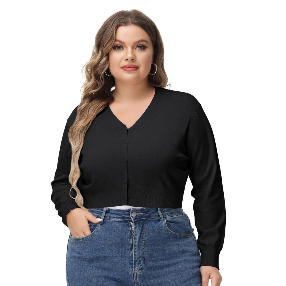 Classy V Neck Cropped Cotton Knitwear Knitting Coat Cardigan Check Your Size - Picture 101 of 236