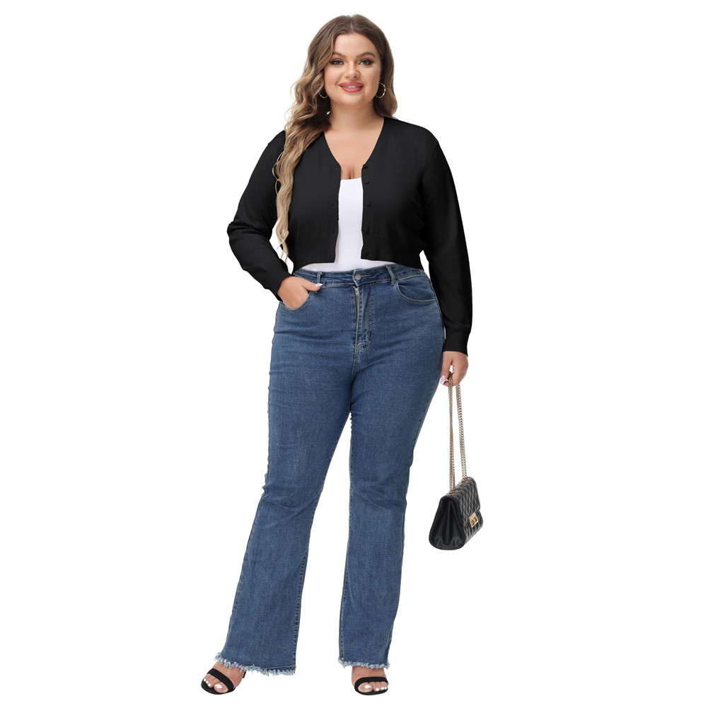 Fashion forward Knitting Coat Cardigan Women's VNeck Crop Cotton Knitwear - Picture 101 of 236
