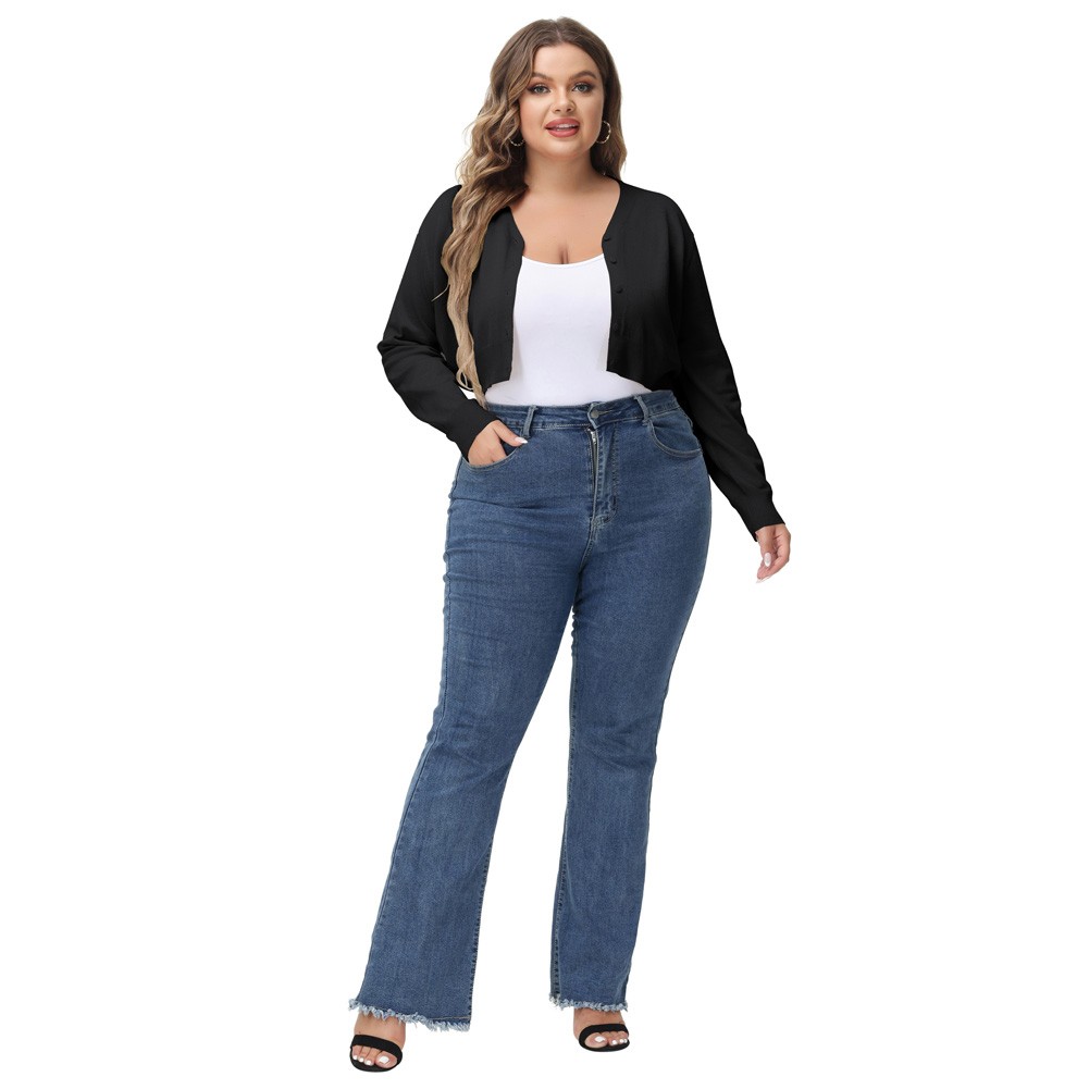 Fashion forward Knitting Coat Cardigan Women's VNeck Crop Cotton Knitwear - Picture 99 of 236