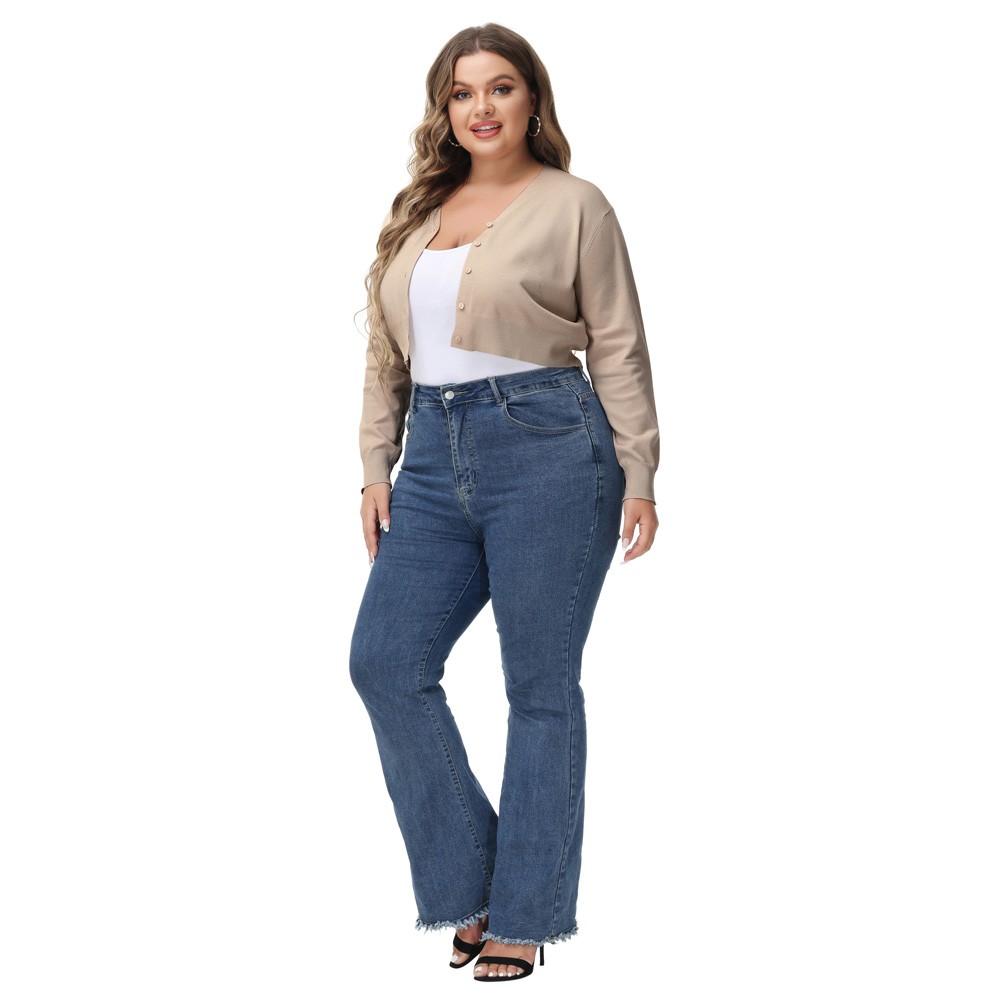 Fashion forward Knitting Coat Cardigan Women's VNeck Crop Cotton Knitwear - Picture 232 of 236
