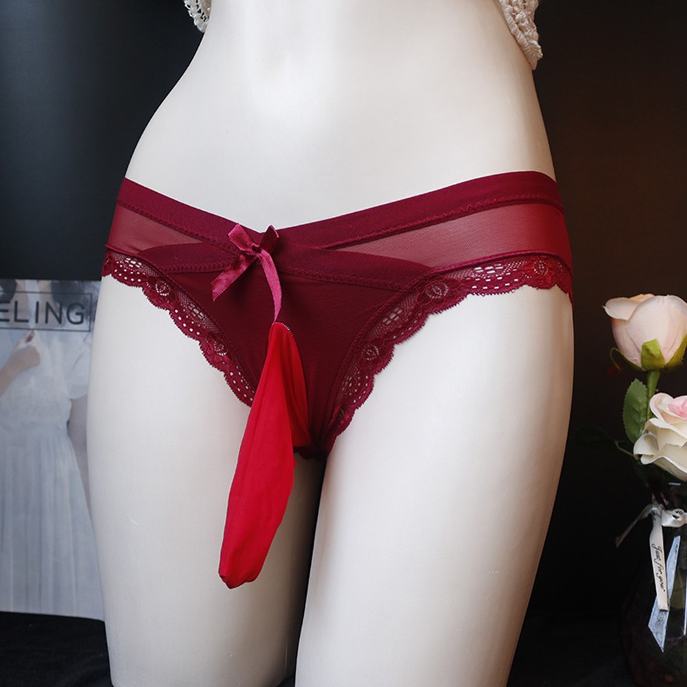 Lacework Herren Slip Unterwäsche verziert mit Schleife Höschen Schlüpfer Panty - Bild 25 von 33