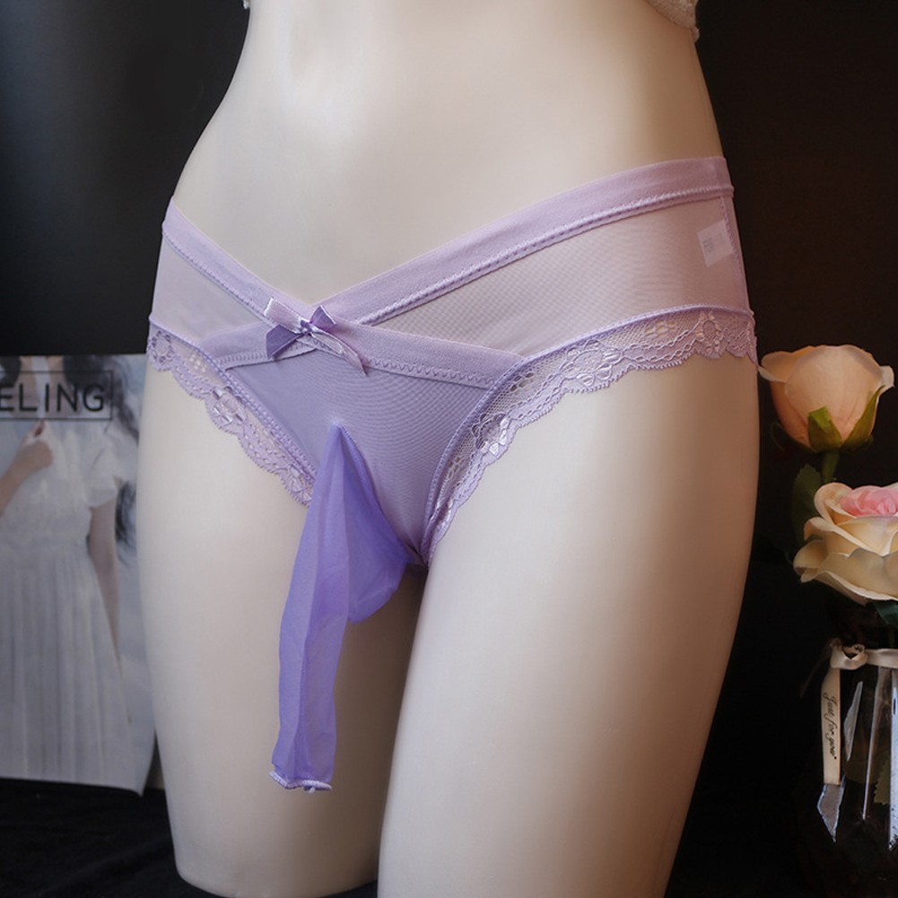 Lacework Herren Slip Unterwäsche verziert mit Schleife Höschen Schlüpfer Panty - Bild 21 von 33