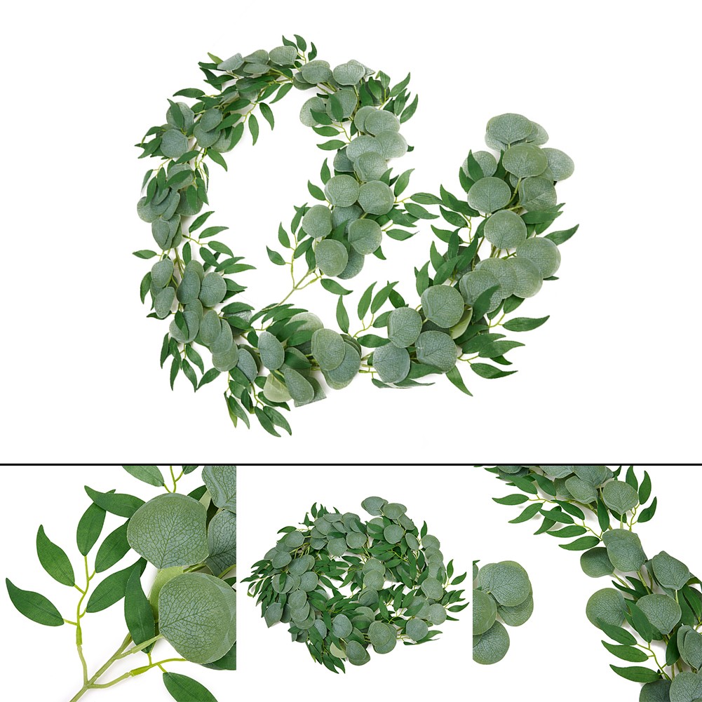 2m Knstlicher Geflschter Eukalyptus-Girlanden-Kranz-Grn-Blatt-Rebe-Laub  Decor | eBay