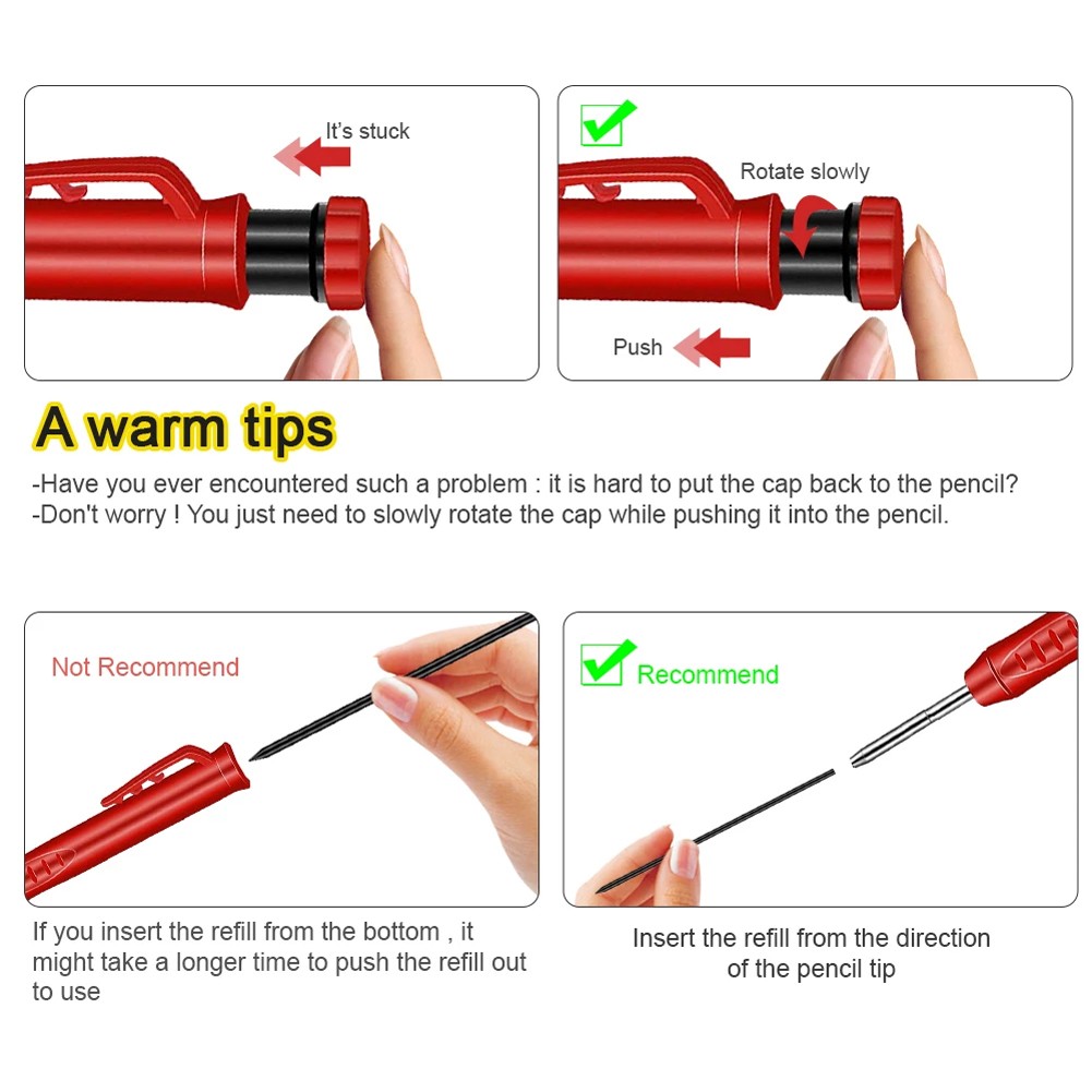 Practical Garden Home Carpenter Pencil Set Hand Tools Not Easy To Lose - Picture 15 of 17
