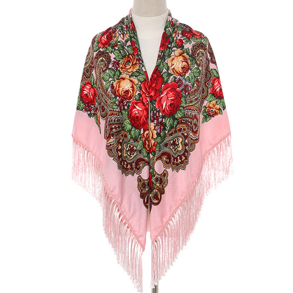 Vintage Fringe Long Scarf Turban Wrap Shawl for Women Muslim in Purple