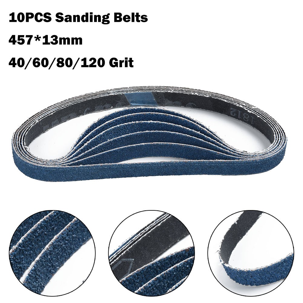 10 Stück Gewebe-Schleifbänder, 75 x 533 mm, Korn 240, kunstharzgebunden, für Bandschleifer, Schleifblätter für Holz Metall Lack Rost, Korund Schleifmittel