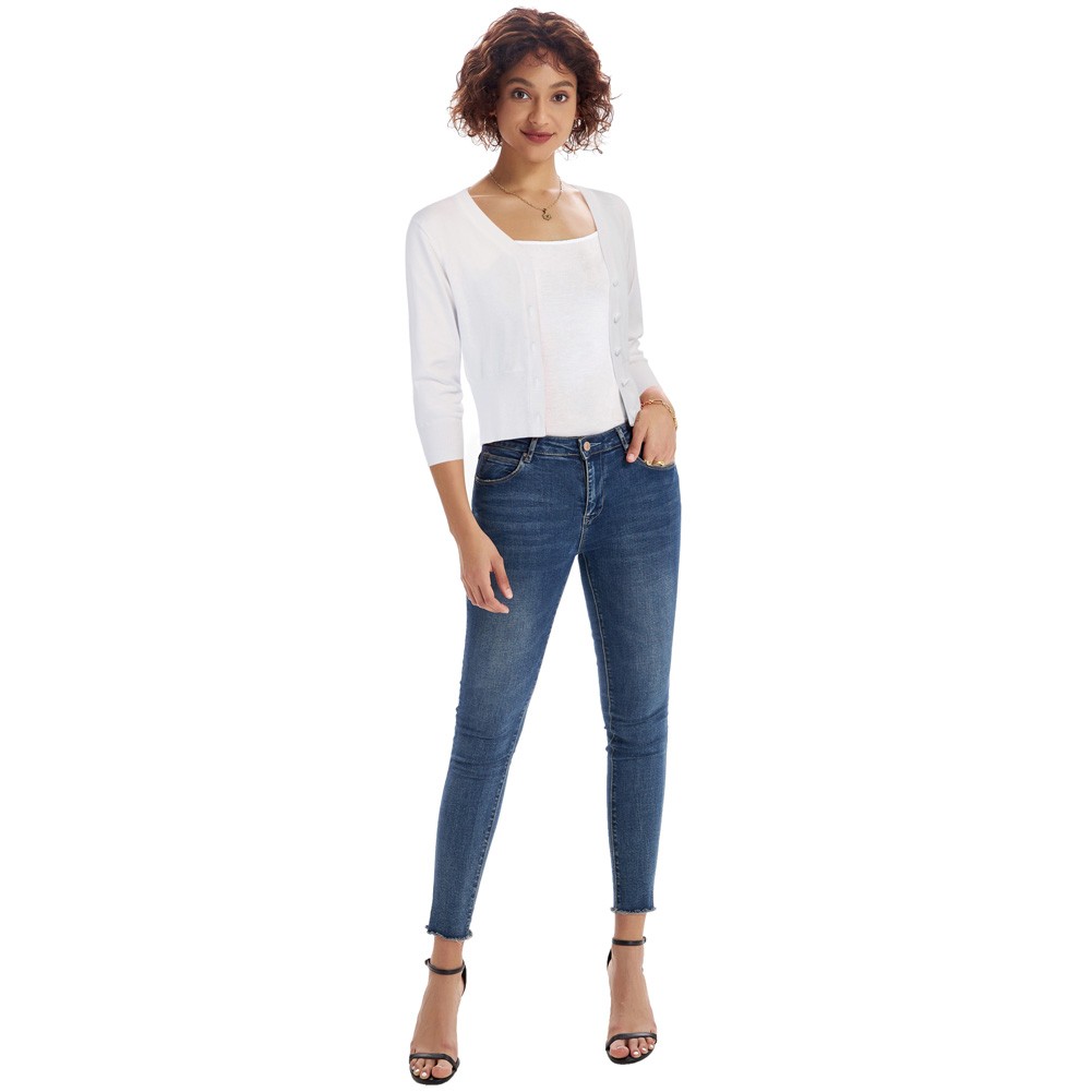 Three Quarter Sleeve Cardigan for Women featuring Comfortable Knit Design - Picture 21 of 76