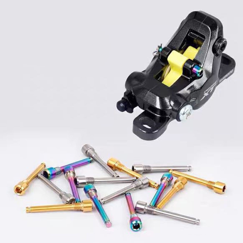 2 Stück Fahrrad Bremssattel Schrauben - Goldene Legierungsschrauben Mit Federclips