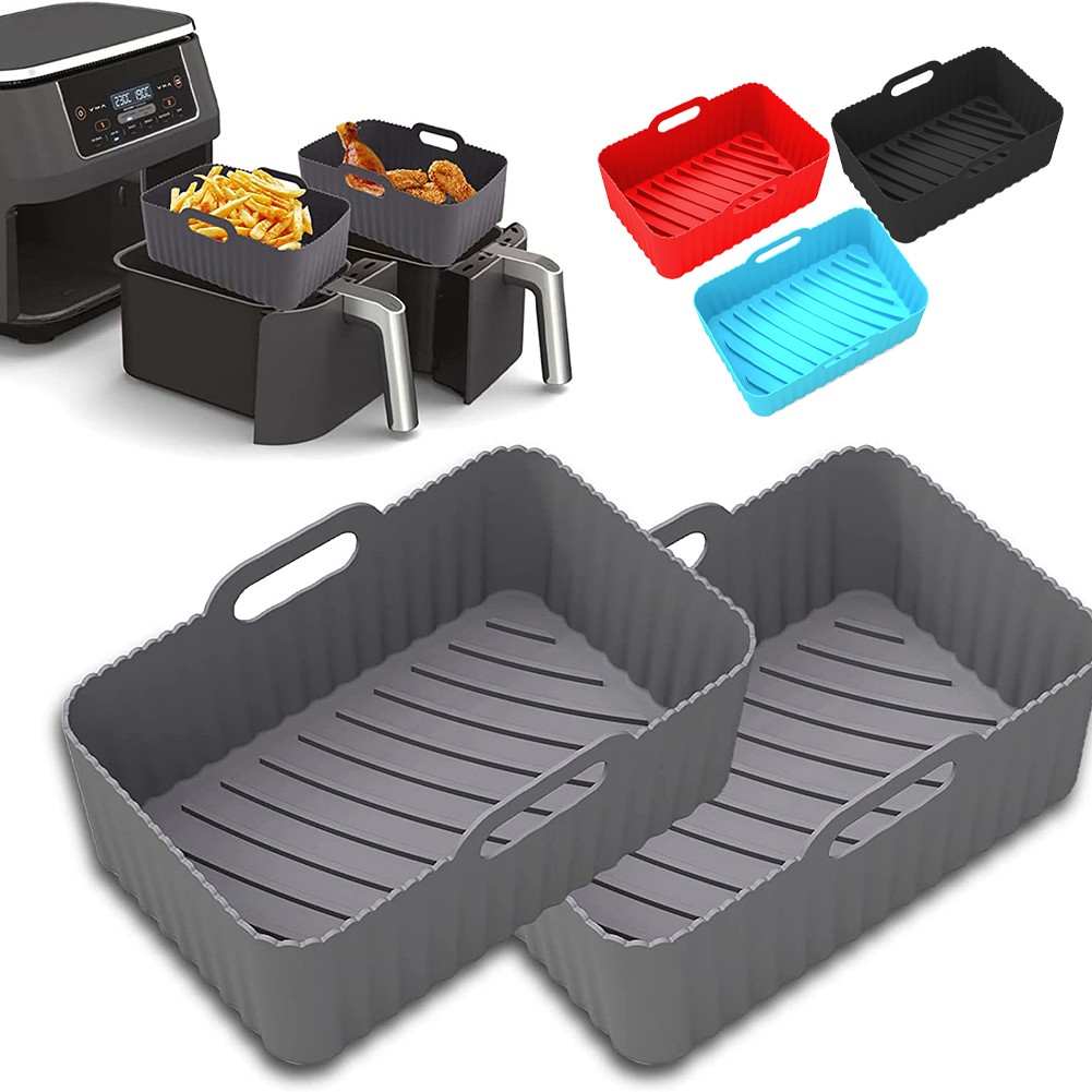 Plateau En Silicone Pour Friteuse à Air - Pliable, Bec Verseur, 23x22x6cm - Nettoyage Facile, Compatible La Plupart Des Modèles