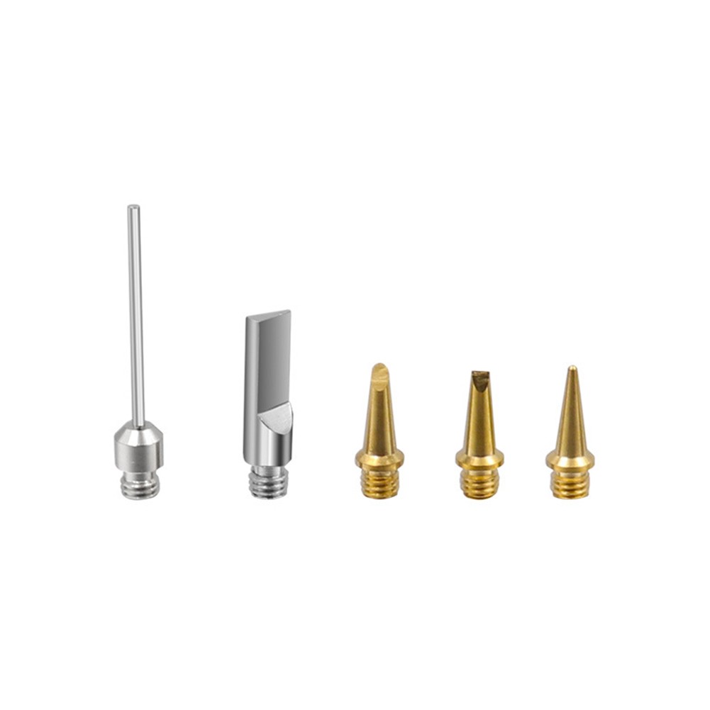 Soldering Iron Tip Kit Torch Pen Replaceable Tool Silver 5pcs Set Copper Gas