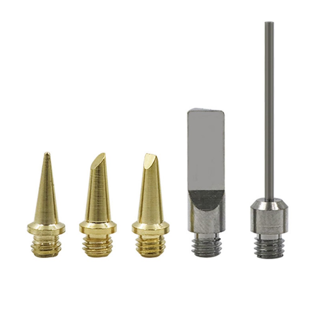 Soldering Iron Tip Kit Torch Pen Replaceable Tool Silver 5pcs Set Copper Gas