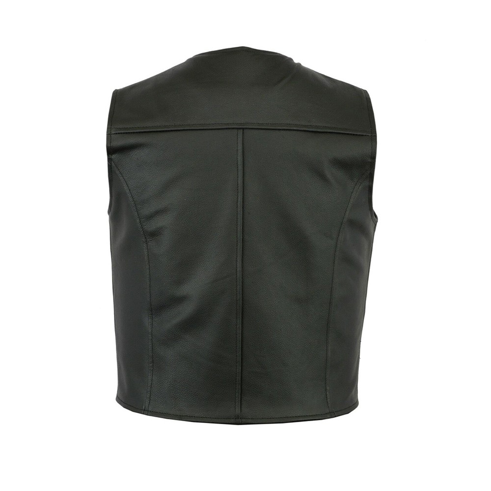 Retro Outdoor Zip Pockets Faux Leather Biker Vest for Fashionable 