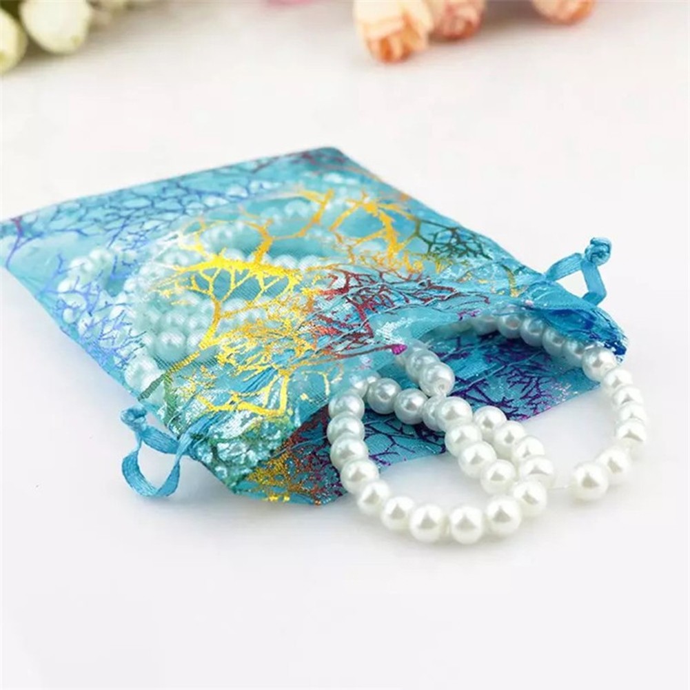 Korallengazetasche Organza Schmuck Beutel 50/100Pcs Sheer Coralline Gefallen - Bild 22 von 36