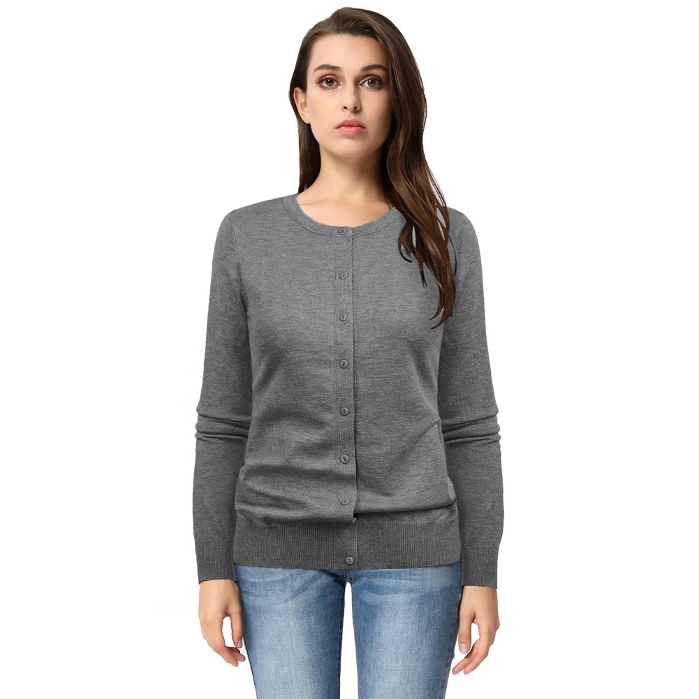 Trendy Knitwear Coat Tops for Women with Button Placket 2024 and Long Sleeve