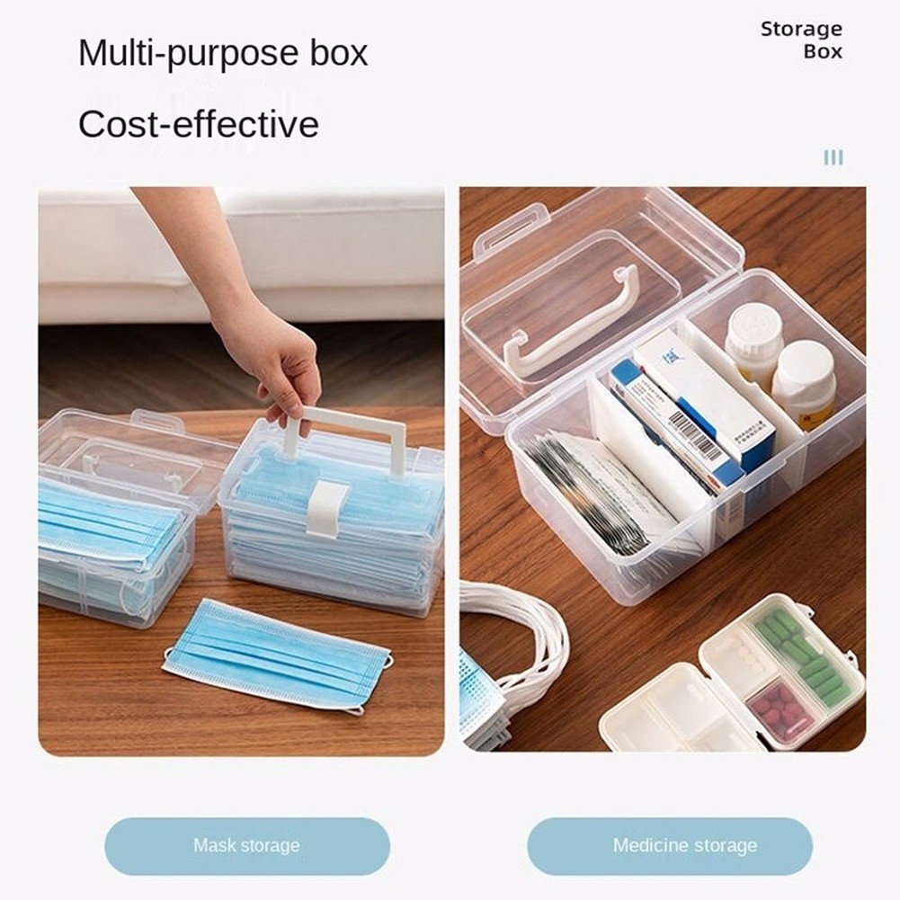 Mask Storage Box with Handle Household Dustproof Sealed Large Capacity Box - Picture 21 of 24