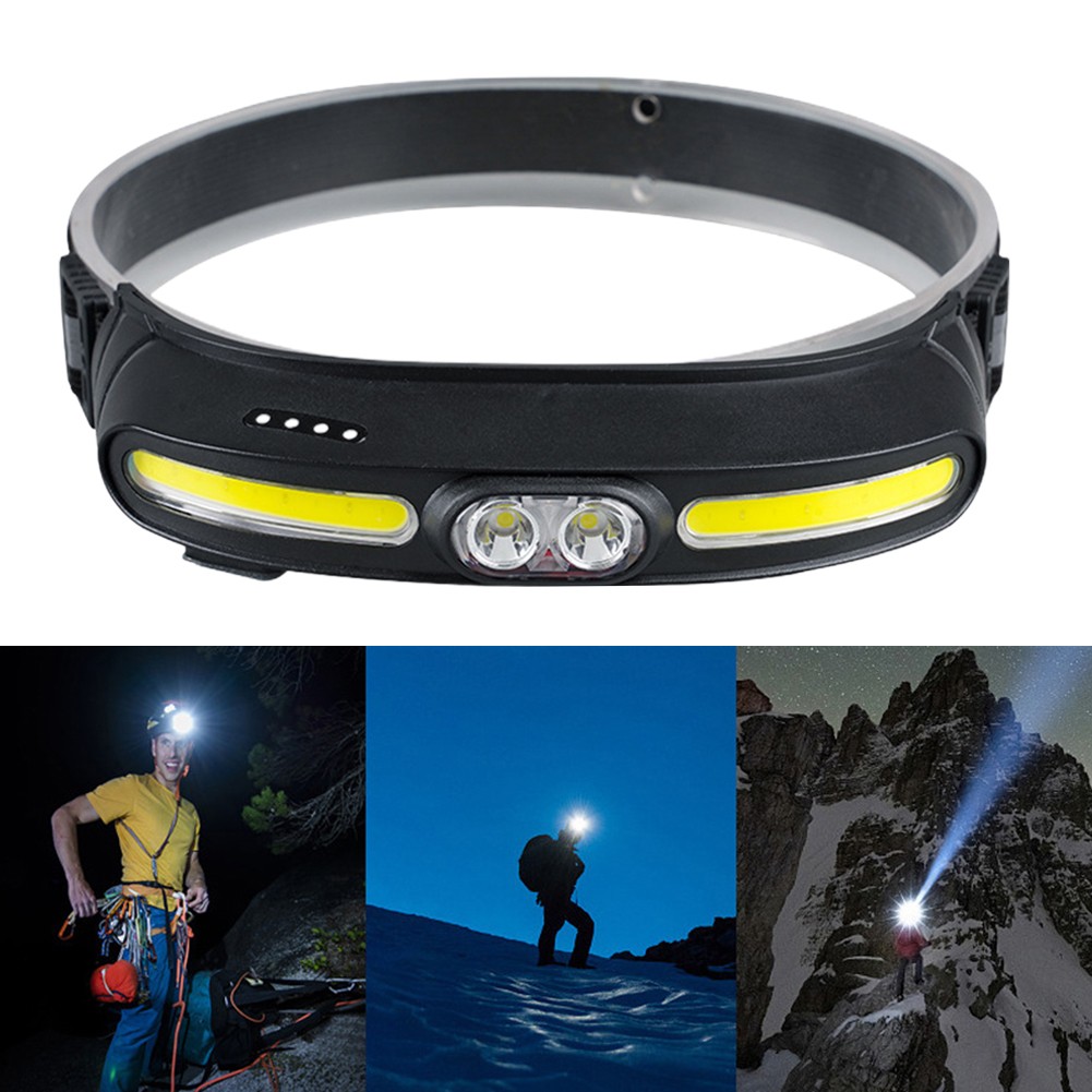 Lampe Frontale à Capteur Lampe Frontale COB Lampe De Poche Lampe Torche USB Rechargeable Eclairage De Peche Phare A 86860530
