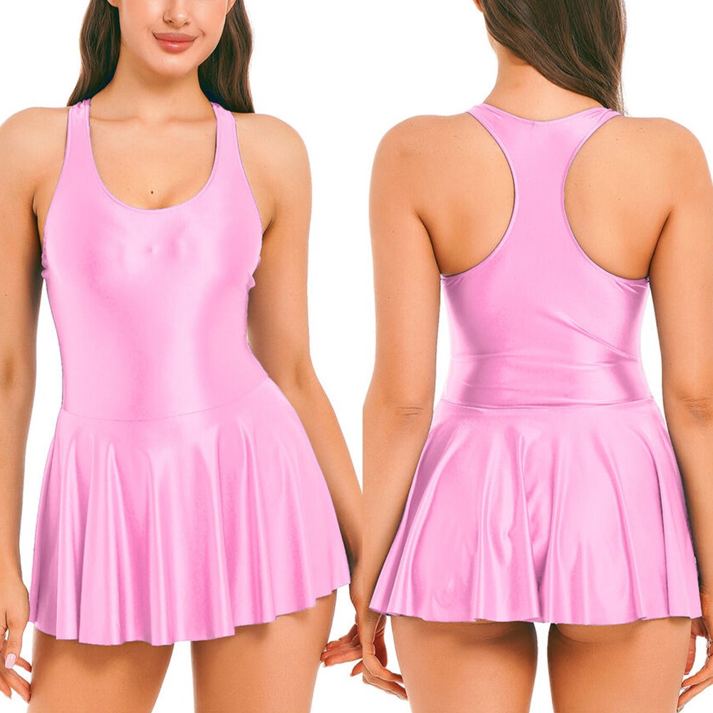 Brandneu Bademode weiblich glänzend Nachthemd Pyjama dehnbar ärmellos - Bild 58 von 71