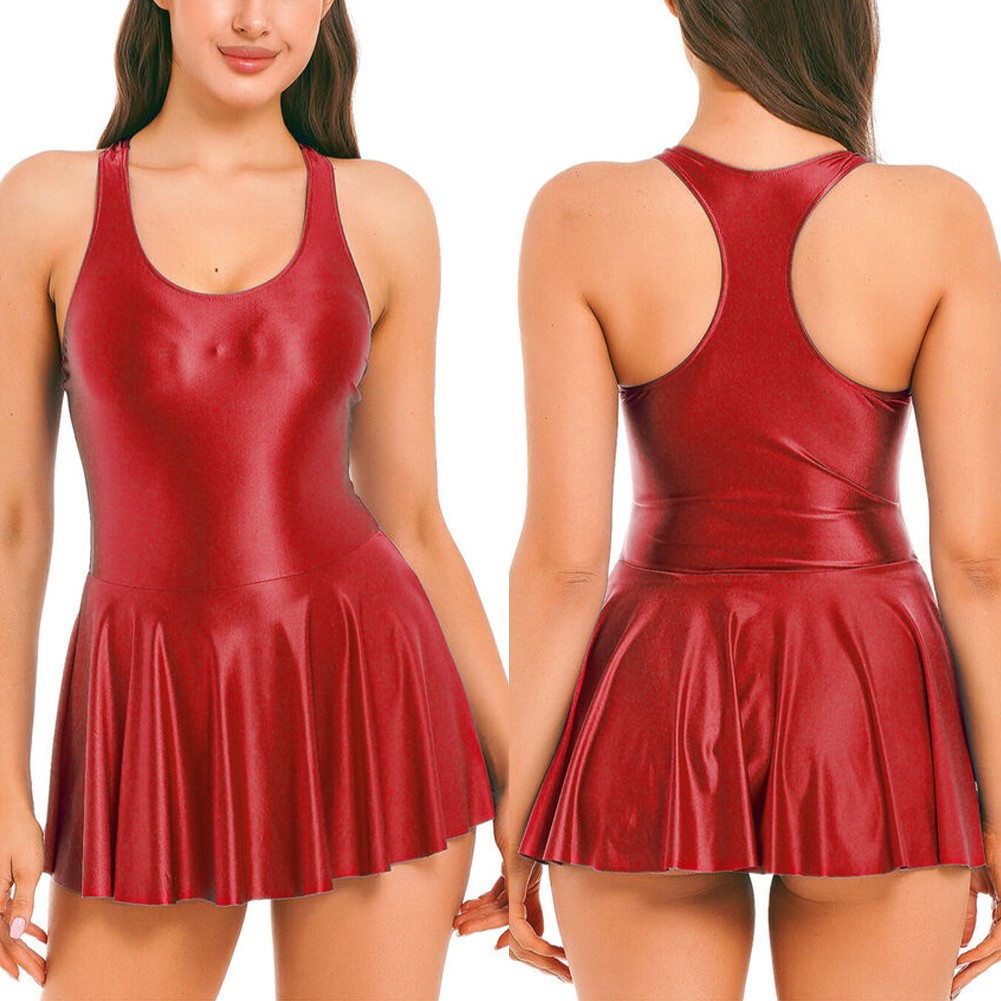 Brandneu Bademode weiblich glänzend Nachthemd Pyjama dehnbar ärmellos - Bild 48 von 71