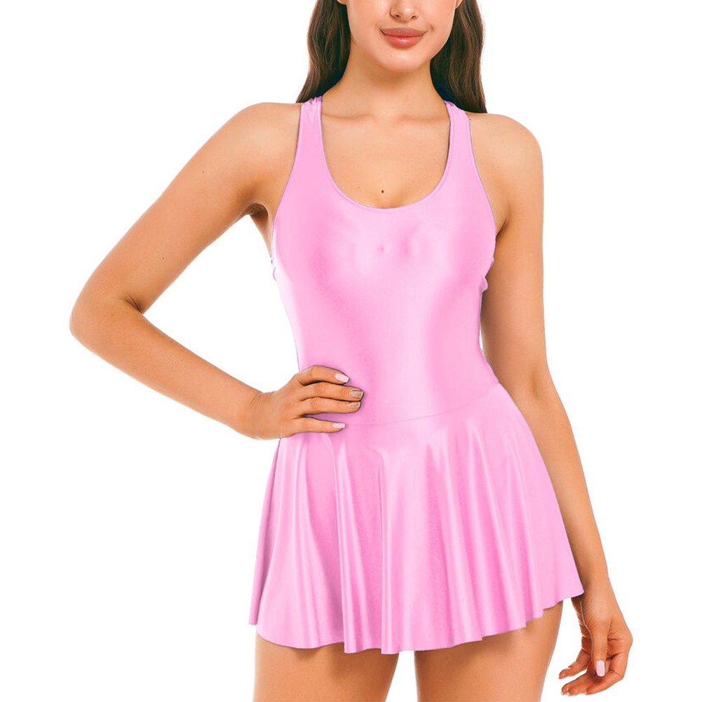 Brandneu Bademode weiblich glänzend Nachthemd Pyjama dehnbar ärmellos - Bild 61 von 71