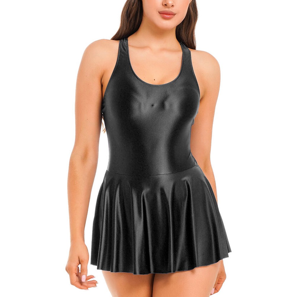 Brandneu Bademode weiblich glänzend Nachthemd Pyjama dehnbar ärmellos - Bild 25 von 71