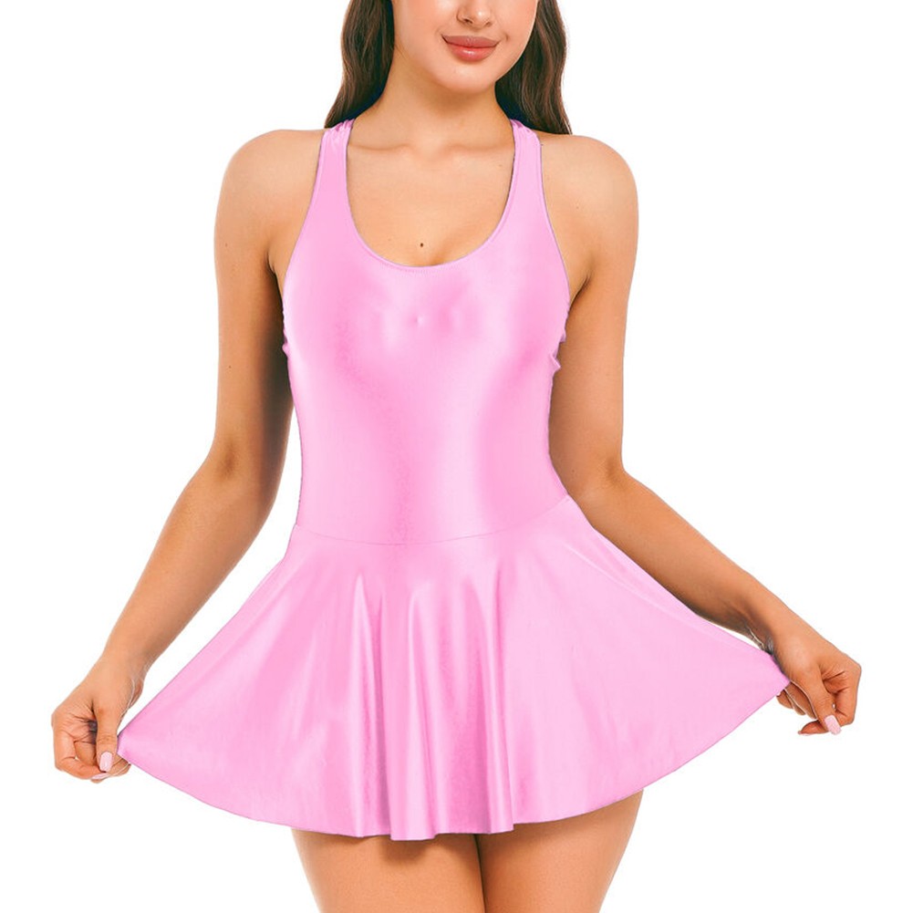 Brandneu Bademode weiblich glänzend Nachthemd Pyjama dehnbar ärmellos - Bild 59 von 71