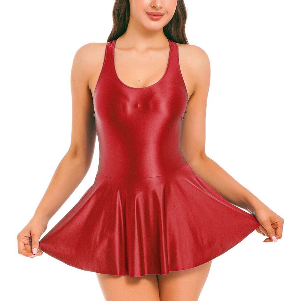 Brandneu Bademode weiblich glänzend Nachthemd Pyjama dehnbar ärmellos - Bild 49 von 71