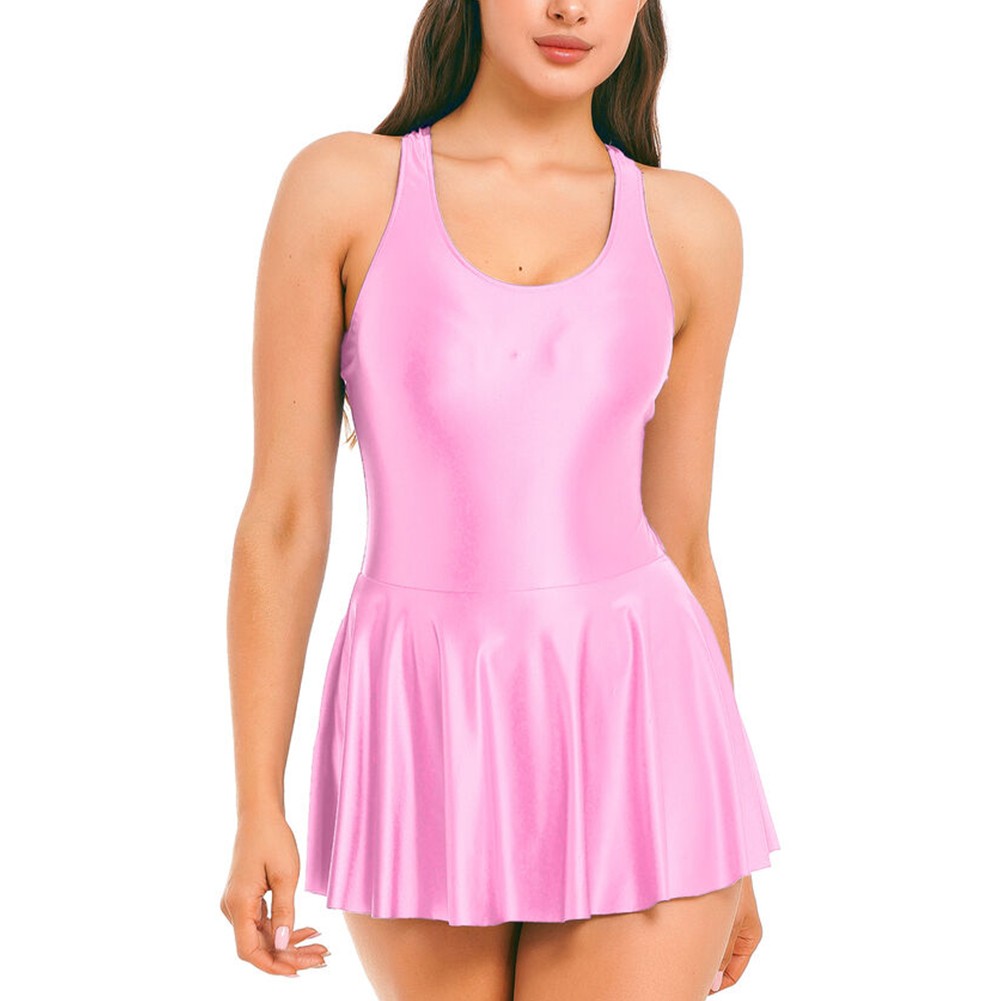 Brandneu Bademode weiblich glänzend Nachthemd Pyjama dehnbar ärmellos - Bild 55 von 71