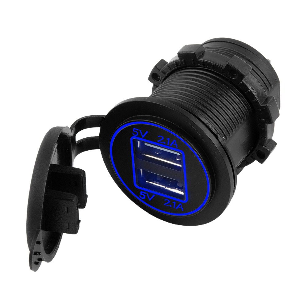 Voiture Motos Chargeur Prise Power Socket Noir DC12V-24V Double Port USB - Photo 24 sur 41