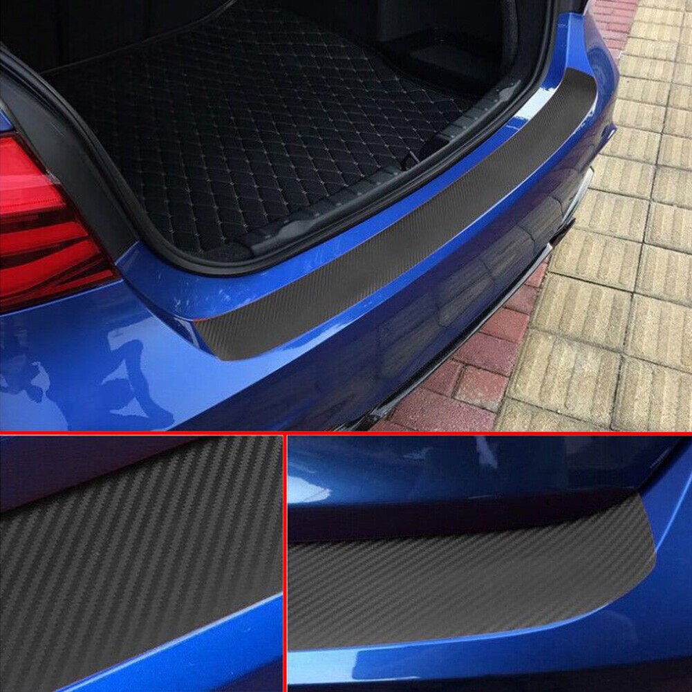 1 X Trunk Tail Sill Rear Bumper Guard Trim Cover 3D Carbon Protect Sticker - Picture 4 of 12