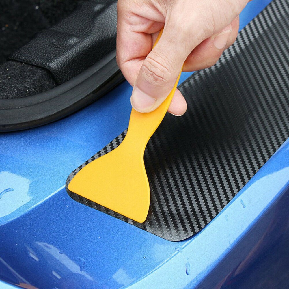 1 X Trunk Tail Sill Rear Bumper Guard Trim Cover 3D Carbon Protect Sticker - Picture 2 of 12
