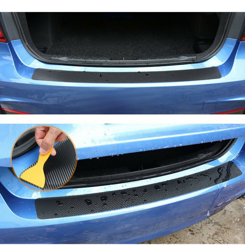 1 X Trunk Tail Sill Rear Bumper Guard Trim Cover 3D Carbon Protect Sticker - Picture 3 of 12