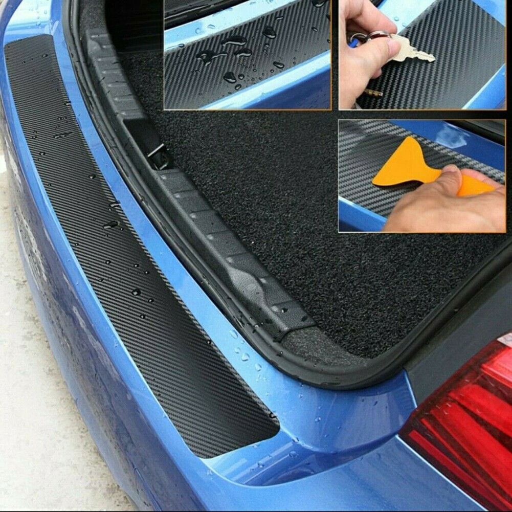 1 X Trunk Tail Sill Rear Bumper Guard Trim Cover 3D Carbon Protect Sticker - Picture 7 of 12
