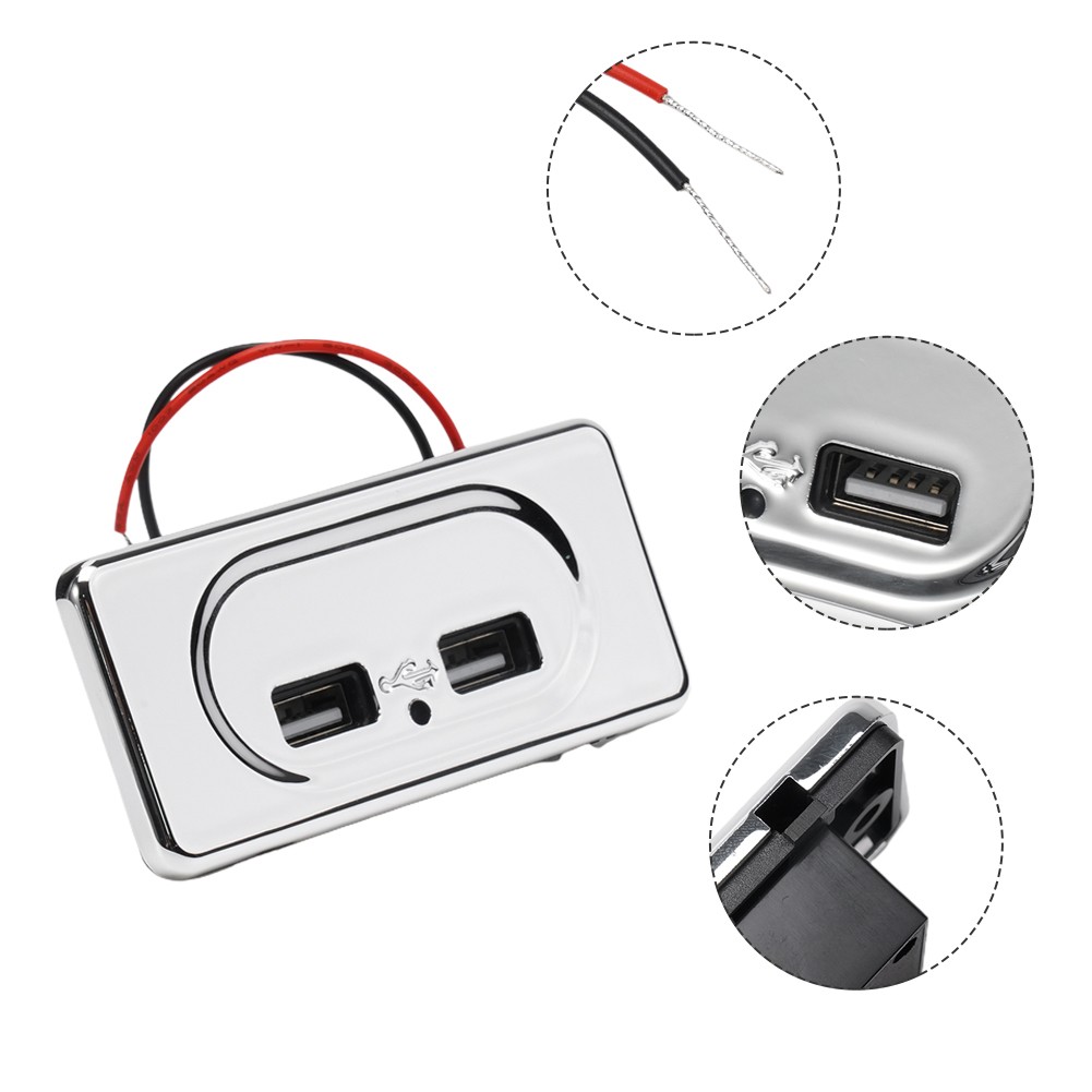 1* 12V Double Ports USB Prise Chargeur Charge pour Camping-car Caravane Camping-