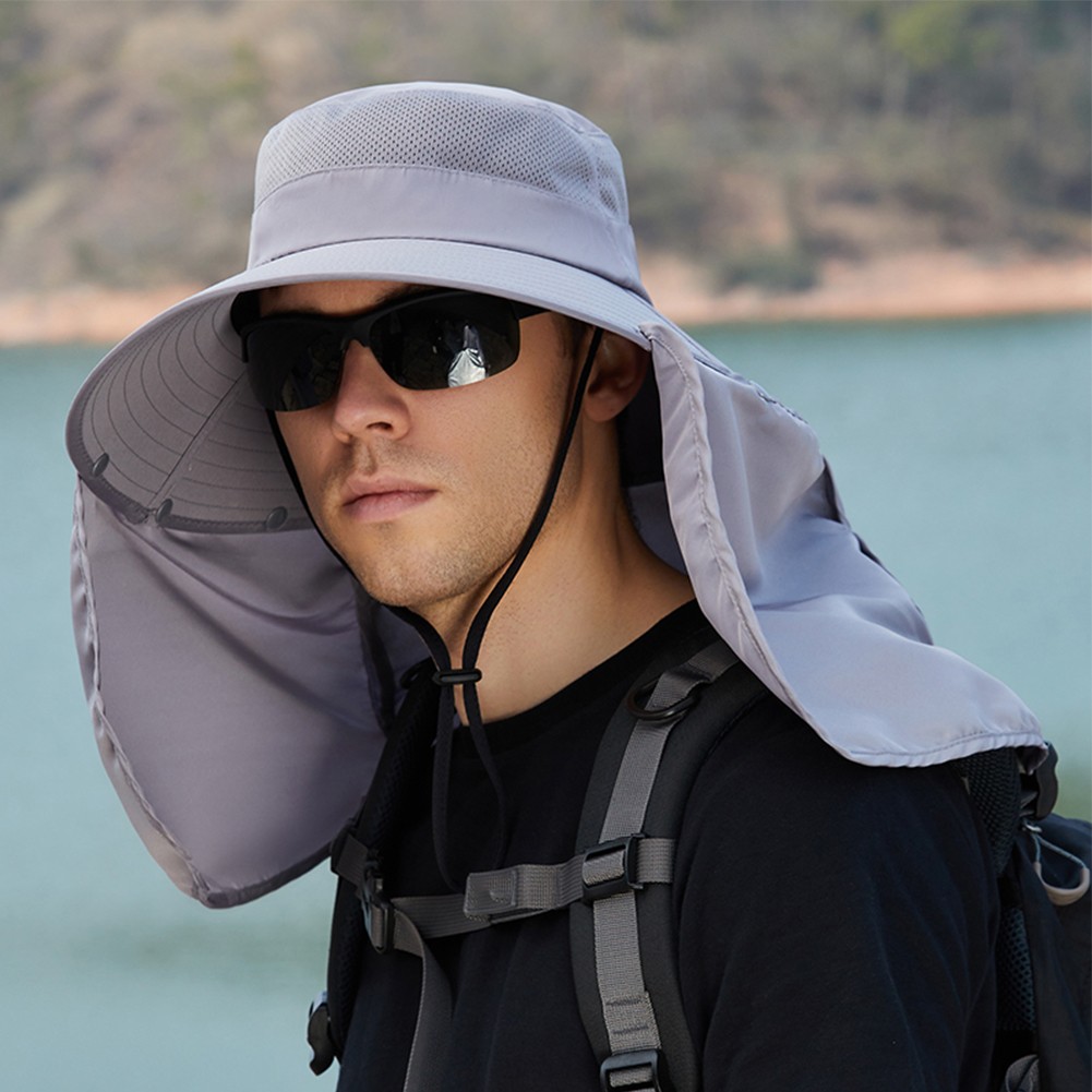 Summer Men Hat Sun Protection Traveling Wide Brim Adjustable Breathable