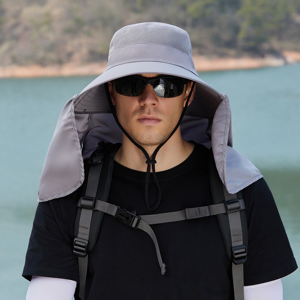 Summer Men Hat Sun Protection Traveling Wide Brim Adjustable Breathable