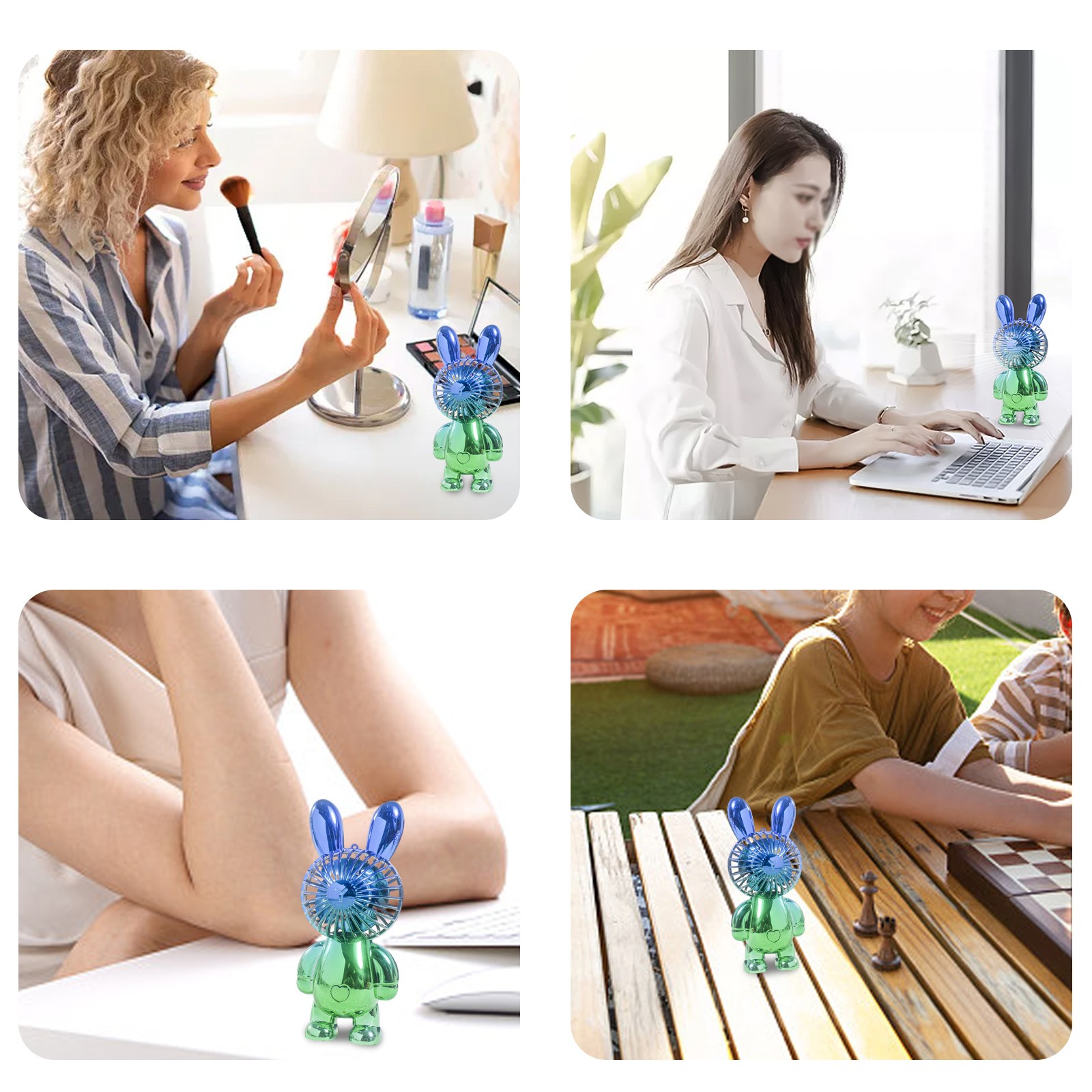 Cute Bunny Design Electroplating Handheld Fan Keep Cool in a Trendy Way!