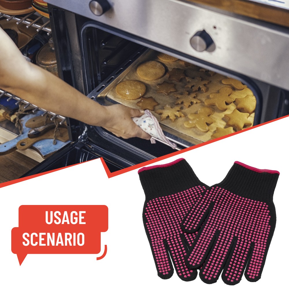 2er Set hitzebeständige Handschuhe für Grillen Ofen & Kochen schwarz weiß - Picture 26 of 35