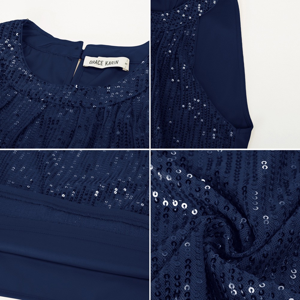 Womens Sparkling Sequin Halterneck acheter Tops Sleeveless Keyhole Back Button