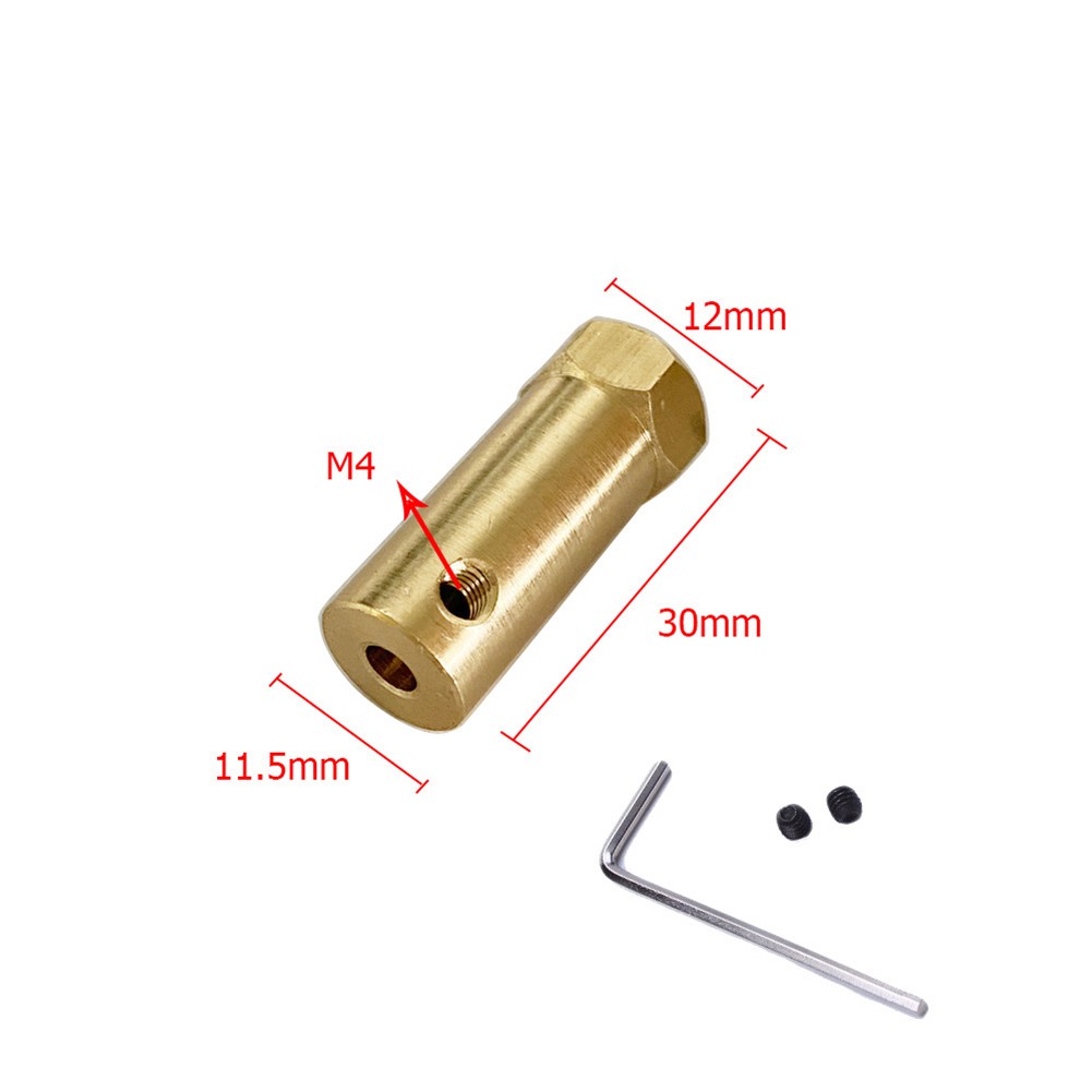 Gold Color Brass Coupling Sleeve Extended Hex Connector for Motor Shaft - Picture 20 of 20